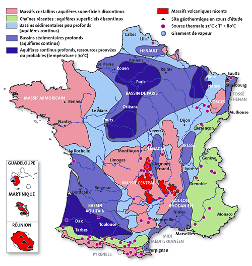 Carte géothermique de la France