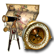 compas telescope et carte steampunk