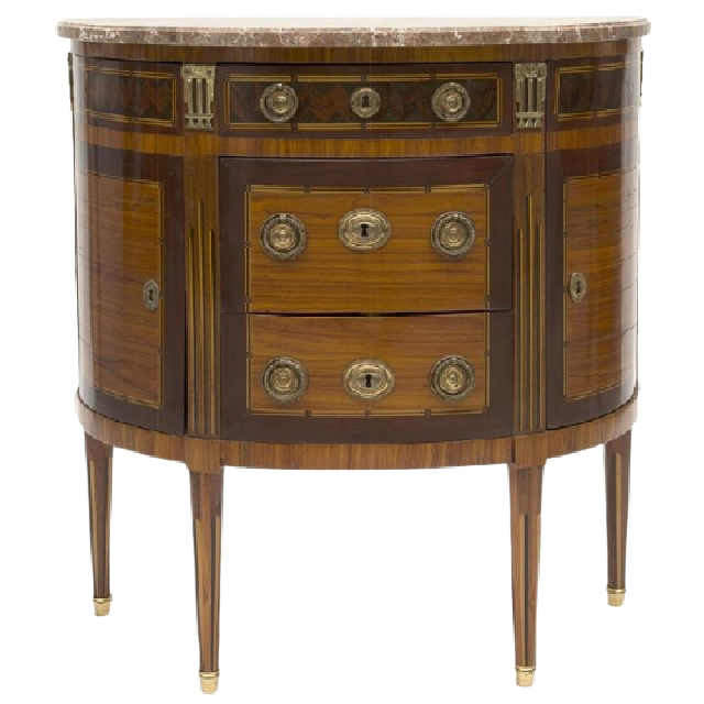 mobilier de style Louis XVI : Commode en demi-lune