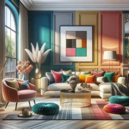 décoration intérieure : Illustration d'une pièce haute en couleurs