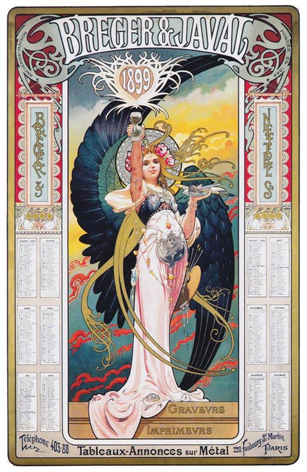 calendrier art nouveau de 1899